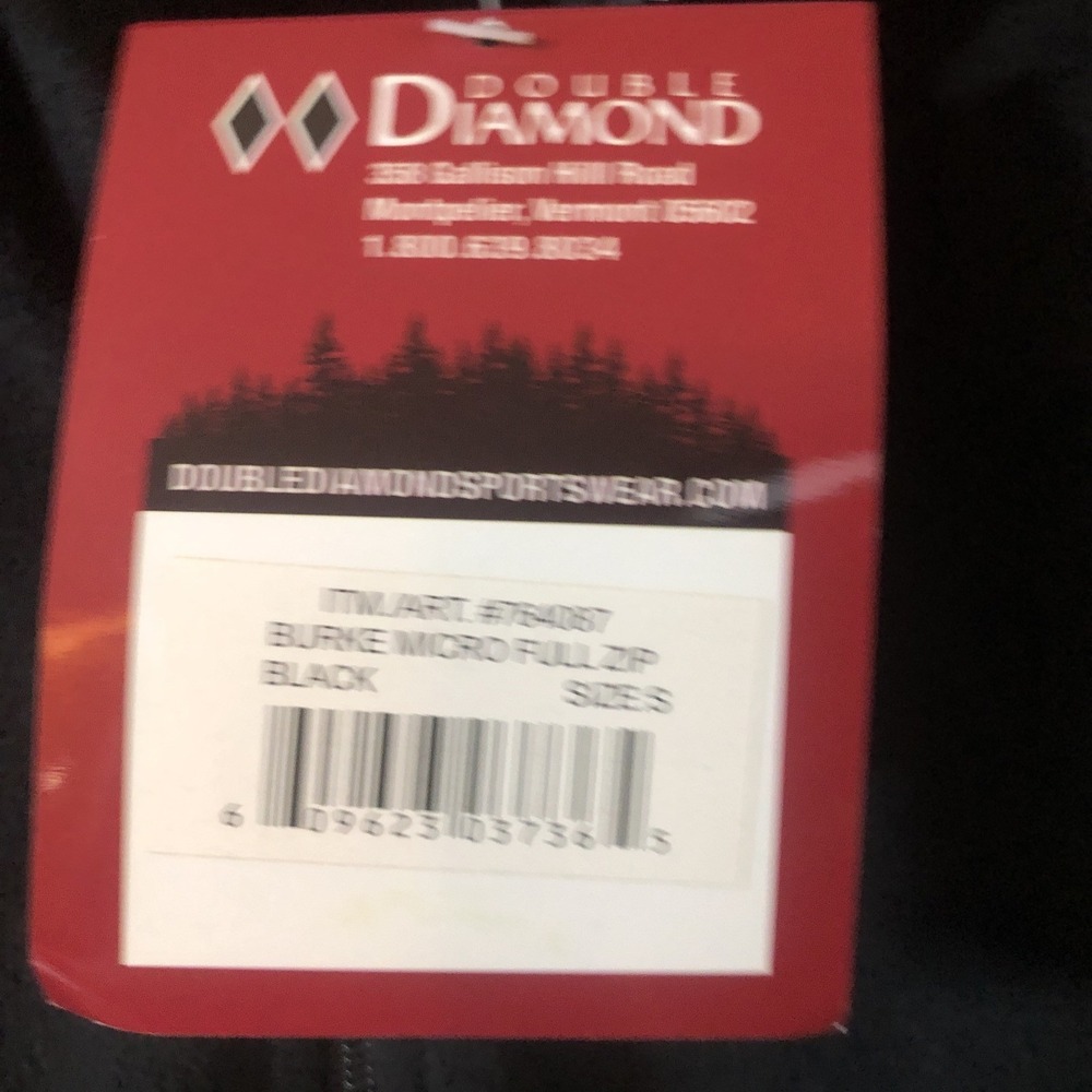 NWT Women Small Double Diamond Thermal Fleece Zip Jacket Black Zip Pockets Logo - Picture 6 of 14